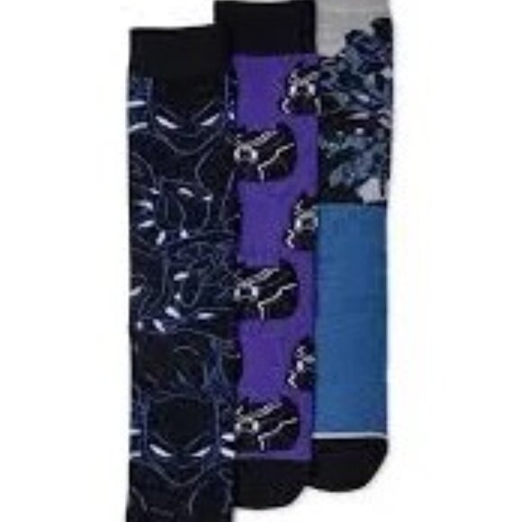 NIP Marvel Black Panther Crew Socks 3 Pack - Picture 1 of 3